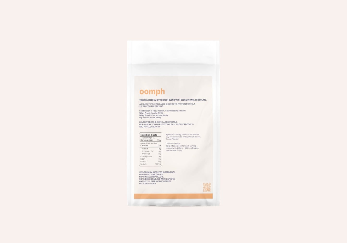 OOMPH Time Released Whey Protein Blend with Belgium Dark Chocolate 700g