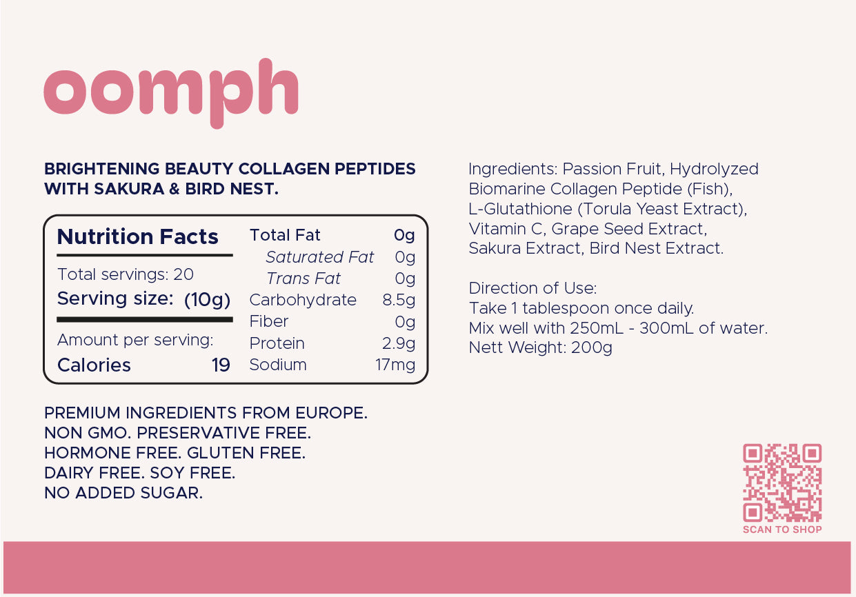 OOMPH Brightening Beauty Collagen with Sakura and Bird Nest 200g